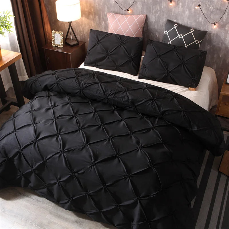 Parure de lit en satin – Housse de couette + 2 taies d’oreiller (plusieurs tailles)