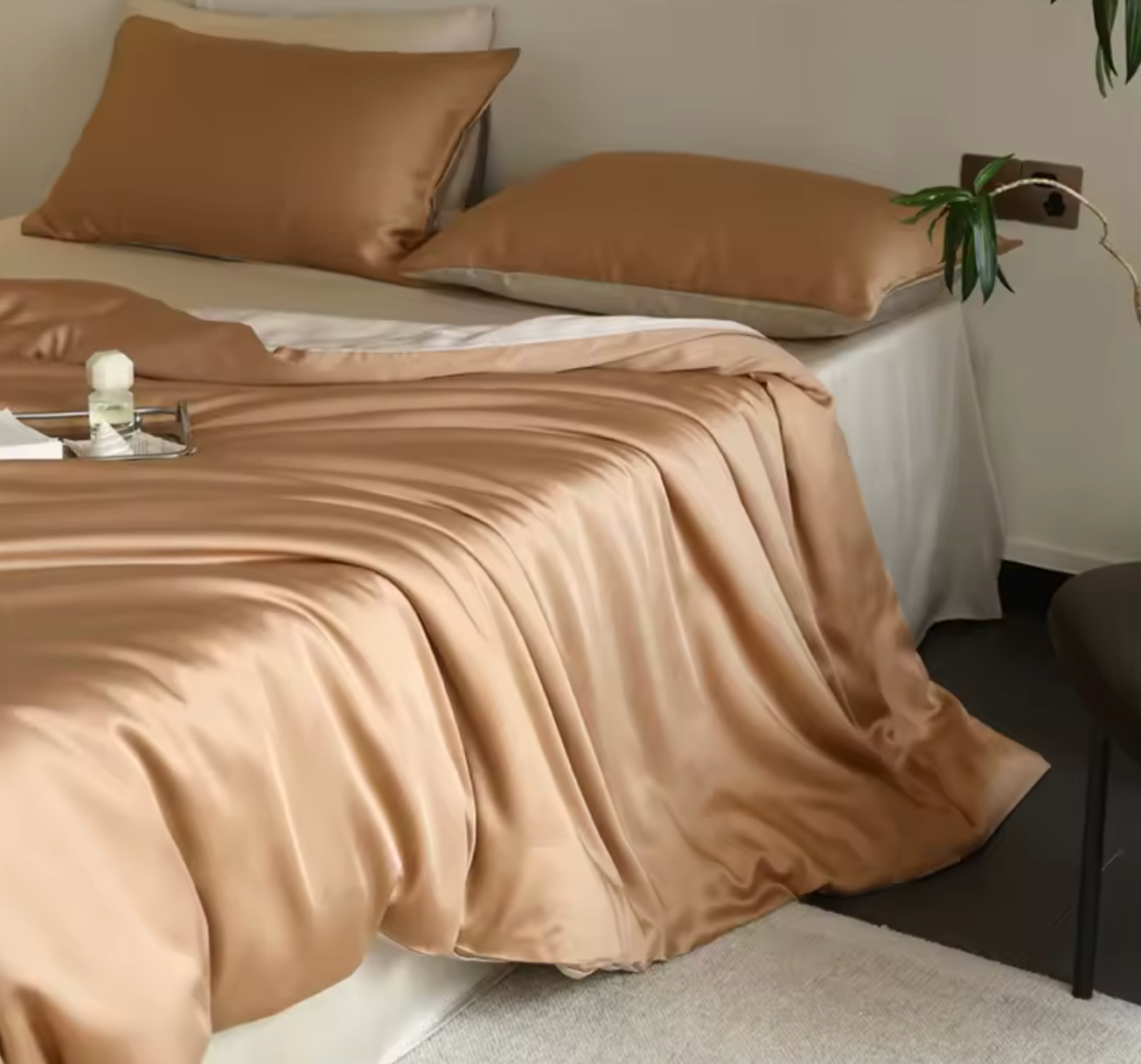 Parure de Lit Luxe en Soie de Mûrier 100% Naturelle – Housse de Couette, Drap et Taies | Twin, Double, Queen, King Size