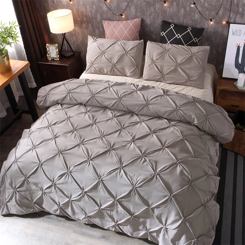 Parure de lit en satin – Housse de couette + 2 taies d’oreiller (plusieurs tailles)