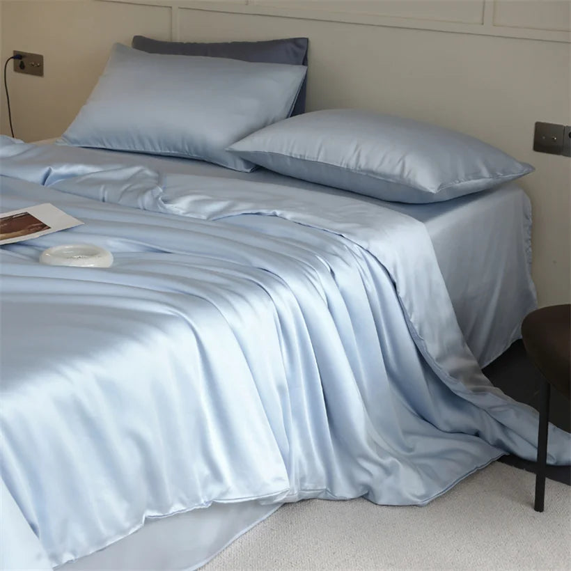 Parure de Lit Luxe en Soie de Mûrier 100% Naturelle – Housse de Couette, Drap et Taies | Twin, Double, Queen, King Size