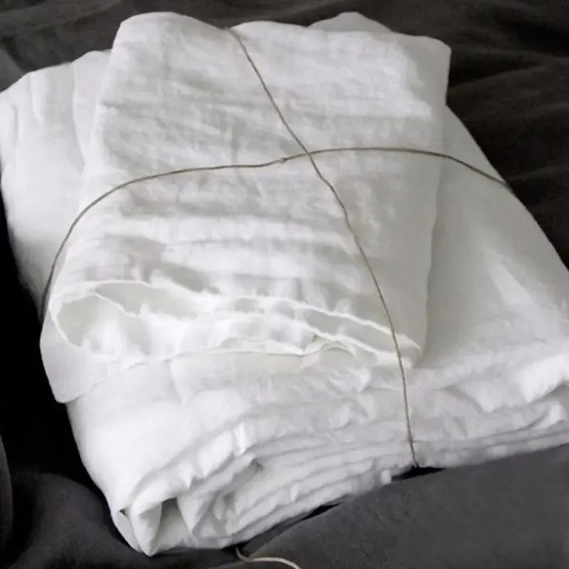 Draps plats en lin lavé – Ensemble 3 pièces avec taies d’oreiller