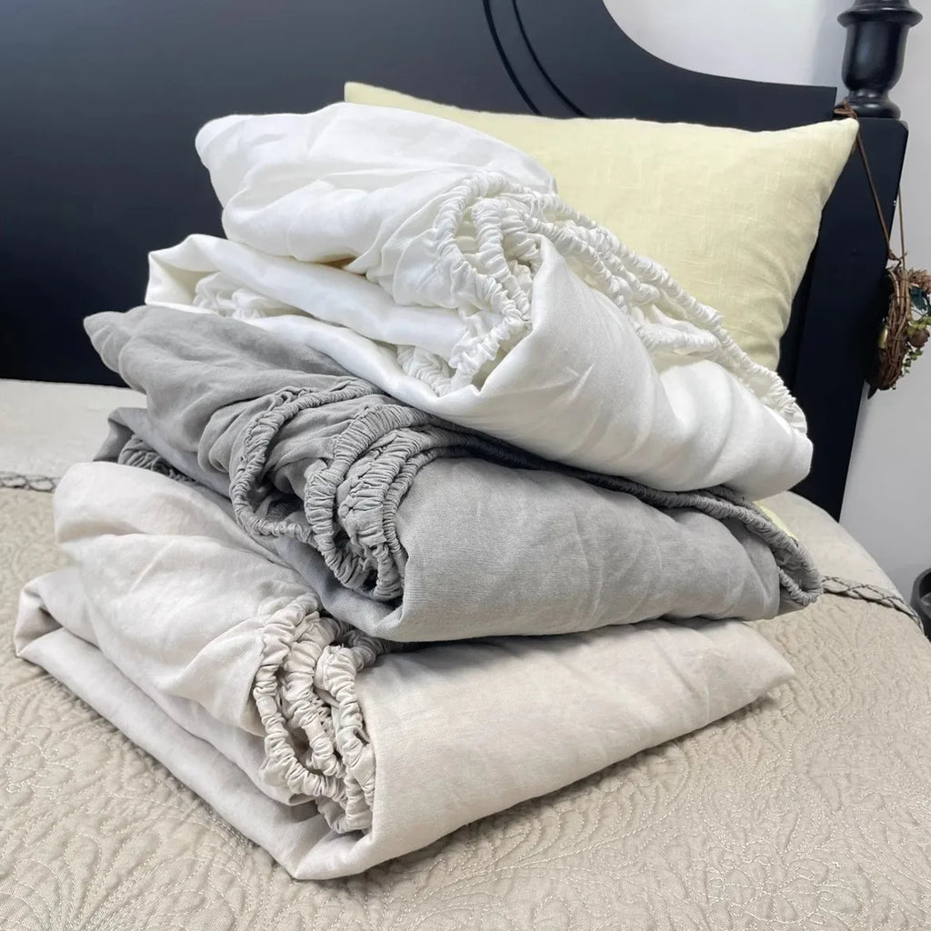 Drap-housse 100% Lin Français – Écologique, Respirant, Durable, Bonnet 35 cm