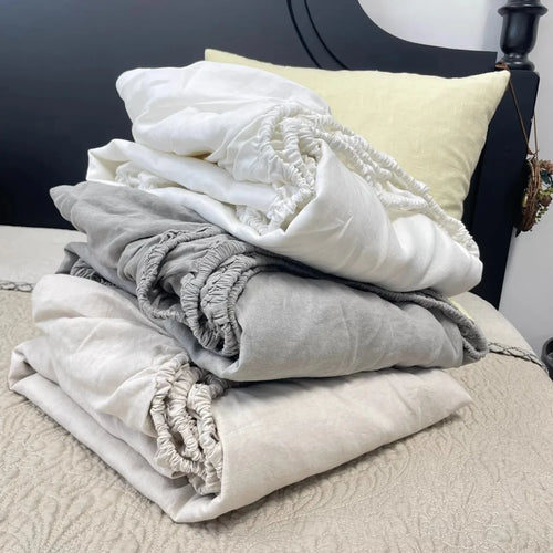 Drap-housse 100% Lin Français – Écologique, Respirant, Durable, Bonnet 35 cm