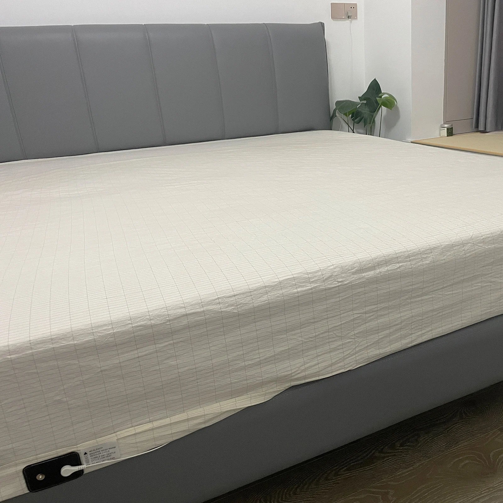 Drap-housse Plaid Coton & Fibre d’Argent – Antistatique, Mise à la Terre, 400TC