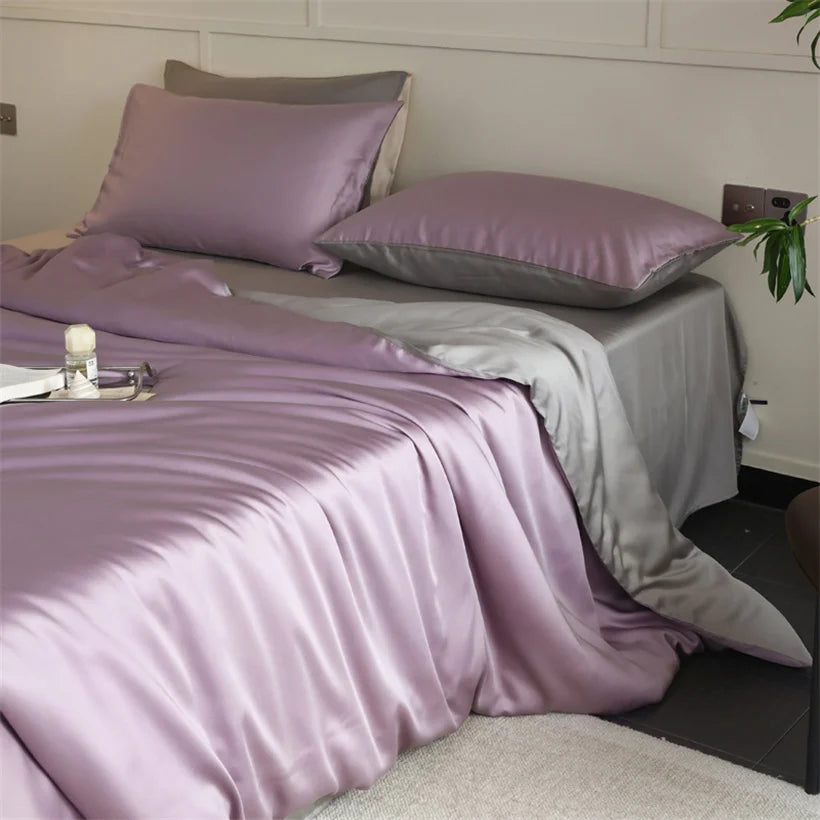 Parure de Lit Luxe en Soie de Mûrier 100% Naturelle – Housse de Couette, Drap et Taies | Twin, Double, Queen, King Size