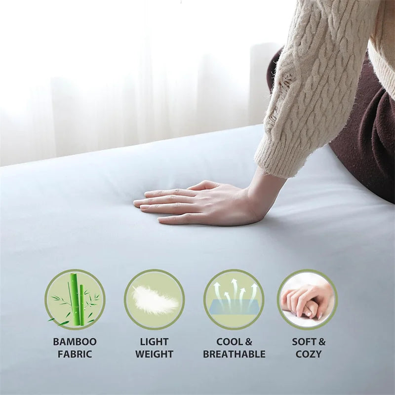Drap-housse 100% Bambou Bio – Ultra Doux, Respirant, Anti-acariens, ≥600TC