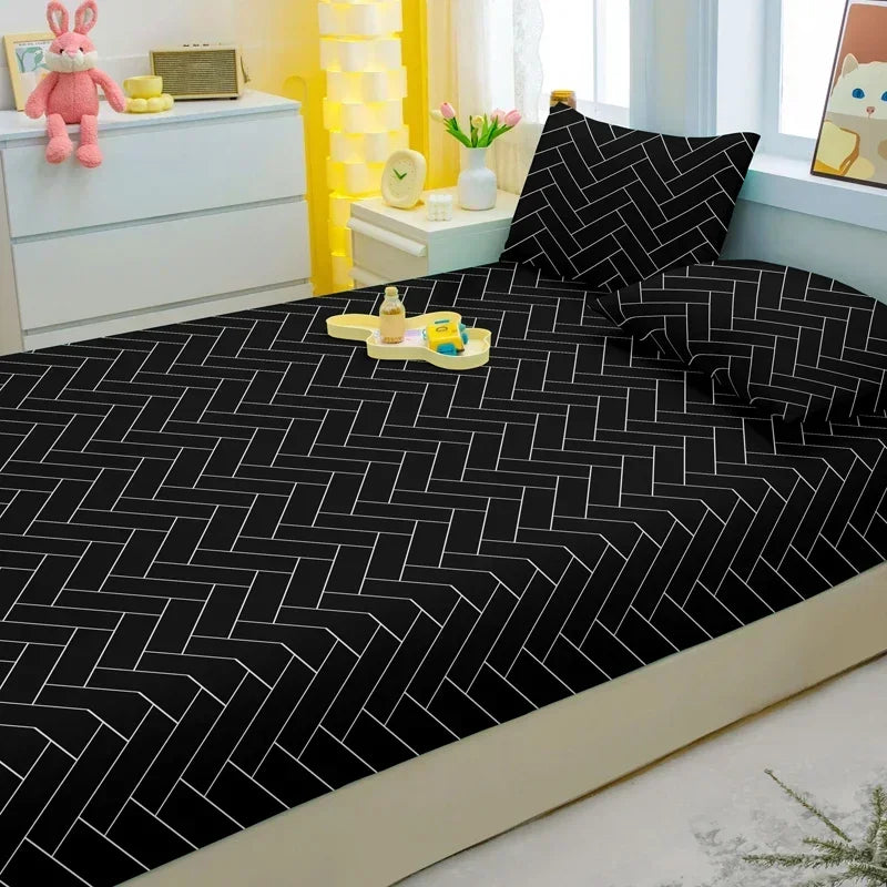 Drap-housse Imprimé Géométrique – Moderne, Simple, 100% Polyester, 200TC