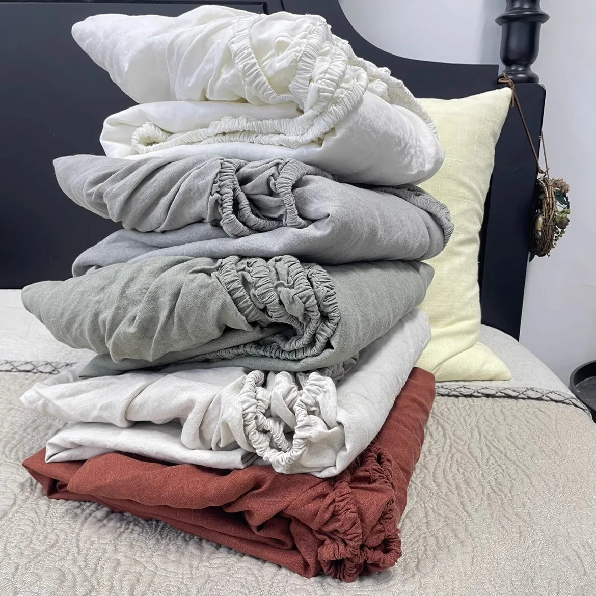 Drap-housse 100% Lin Français – Écologique, Respirant, Durable, Bonnet 35 cm
