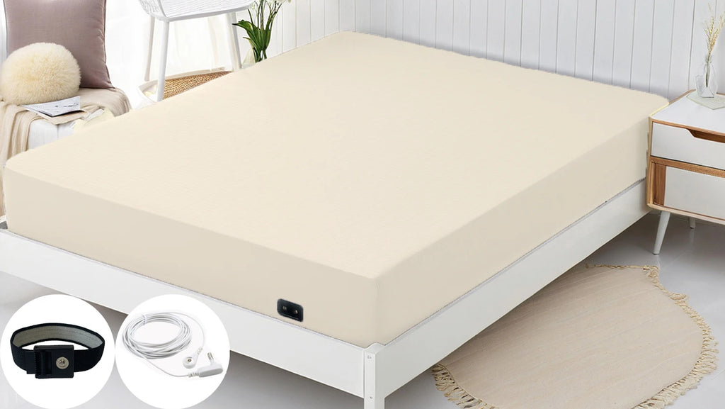 Drap-housse Plaid Coton & Fibre d’Argent – Antistatique, Mise à la Terre, 400TC