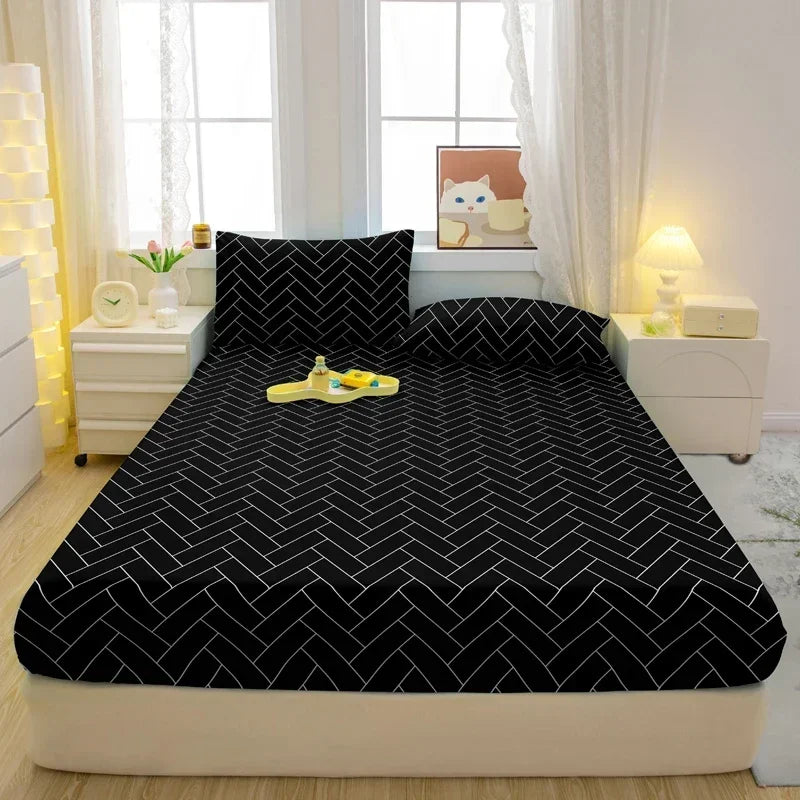 Drap-housse Imprimé Géométrique – Moderne, Simple, 100% Polyester, 200TC