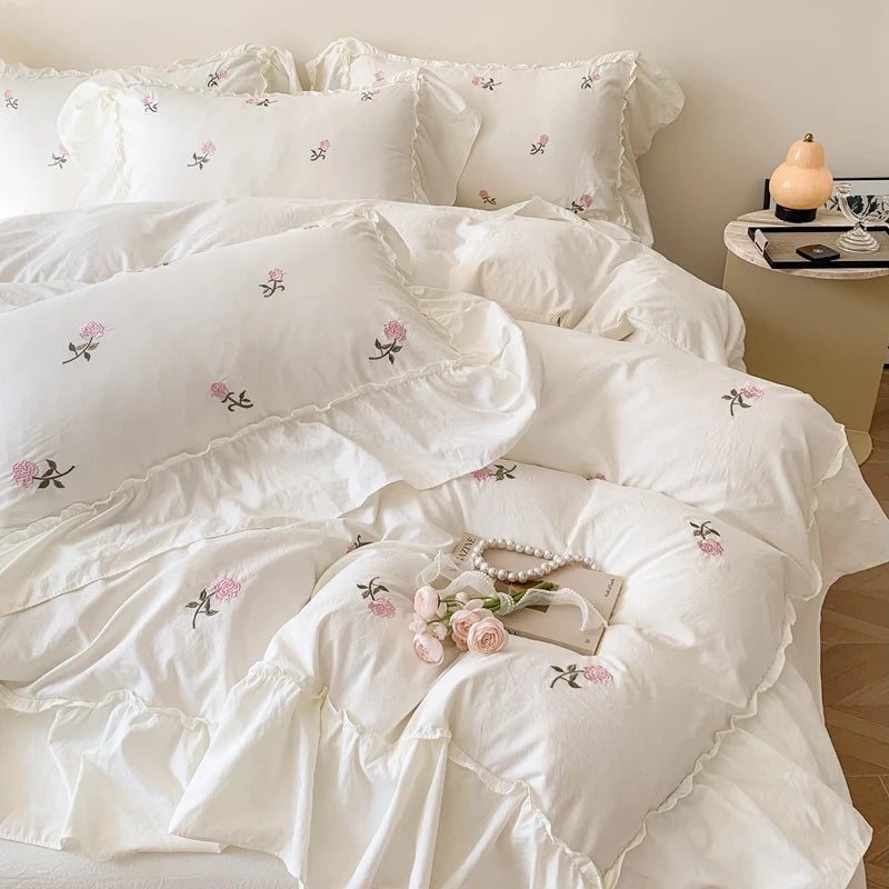 Parure de lit princesse – Housse de couette + taies – 5 tailles – Blanc, Noir ou Blanc & Noir