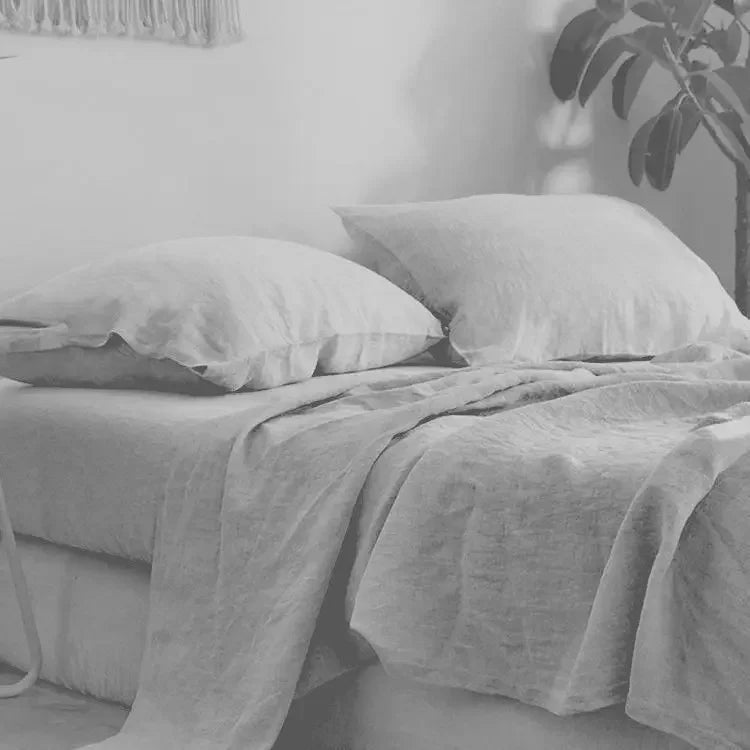 Draps plats en lin lavé – Ensemble 3 pièces avec taies d’oreiller