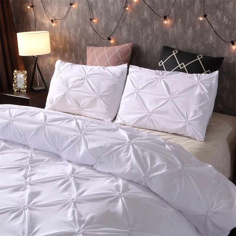 Parure de lit en satin – Housse de couette + 2 taies d’oreiller (plusieurs tailles)