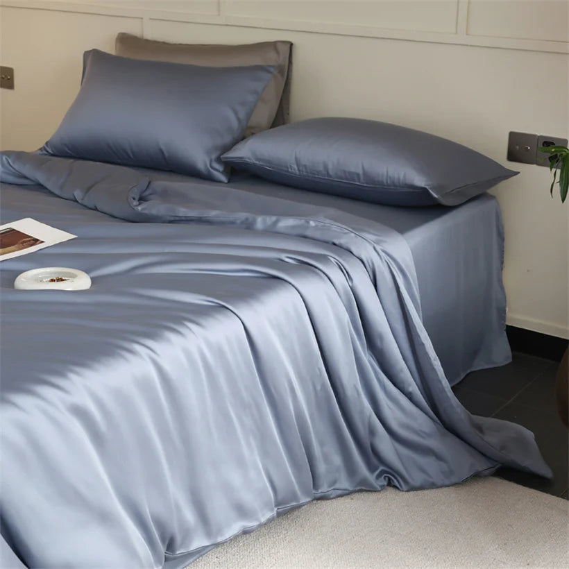 Parure de Lit Luxe en Soie de Mûrier 100% Naturelle – Housse de Couette, Drap et Taies | Twin, Double, Queen, King Size