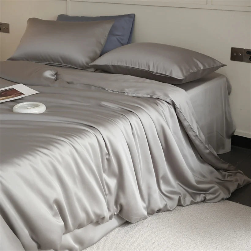 Parure de Lit Luxe en Soie de Mûrier 100% Naturelle – Housse de Couette, Drap et Taies | Twin, Double, Queen, King Size