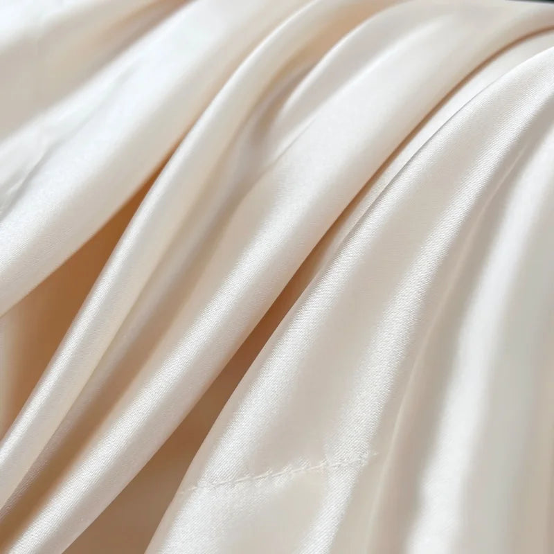 Parure de lit 4 pièces en soie mélangé – Housse de couette, drap housse et taies – Tailles Twin, Full, Queen, King