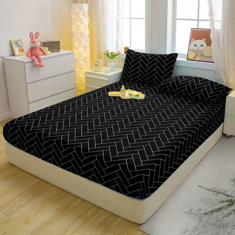 Drap-housse Imprimé Géométrique – Moderne, Simple, 100% Polyester, 200TC