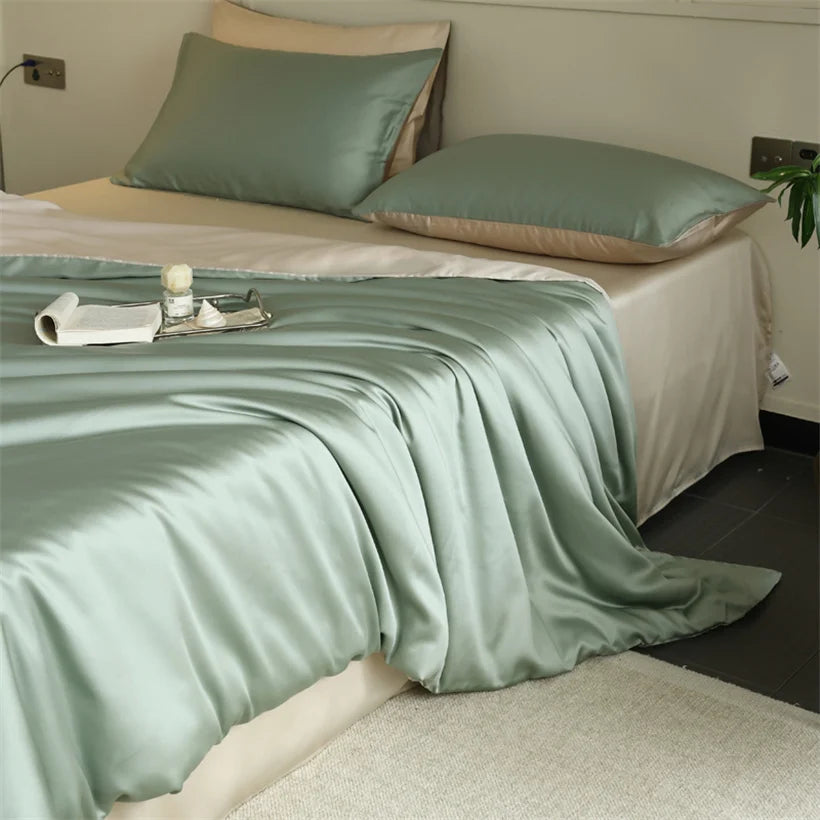 Parure de Lit Luxe en Soie de Mûrier 100% Naturelle – Housse de Couette, Drap et Taies | Twin, Double, Queen, King Size